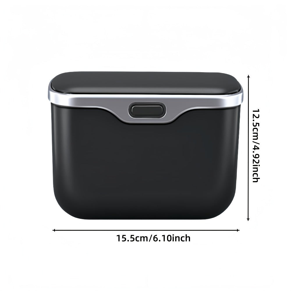 Car Trash Can Leather & ABS – Leak-Proof Auto Garbage Bin with Lid | Dry & Wet Waste | Universal Fit 99% Cars | Includes Garbage Bags |