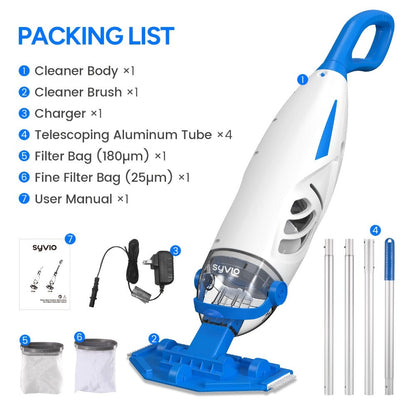 Cordless Pool Vacuum Cleaner 15.8 GPM Suction, 60-Min Runtime, Telescopic Pole for Entryways, Bedrooms and Living Spaces