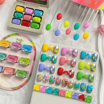 Gel Nail Polish Set with MORDDA Label, 9 Romantic Summer Dopamine Gel Colors in Nine-Grid Set
