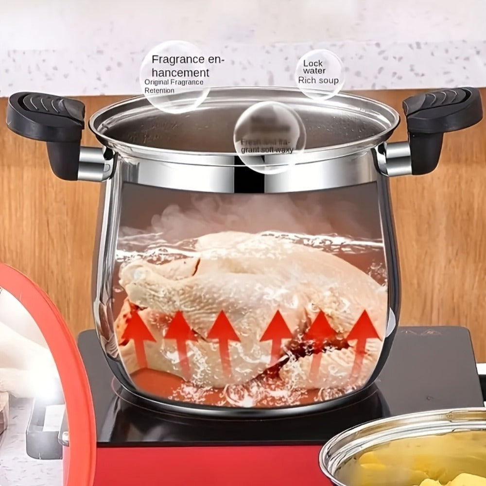 304 Stainless Steel Stew Pot Large, Food-Grade Non-Stick Multipurpose Cooker, Induction & Gas Stove Compatible Soup Pot for Home Kitchen