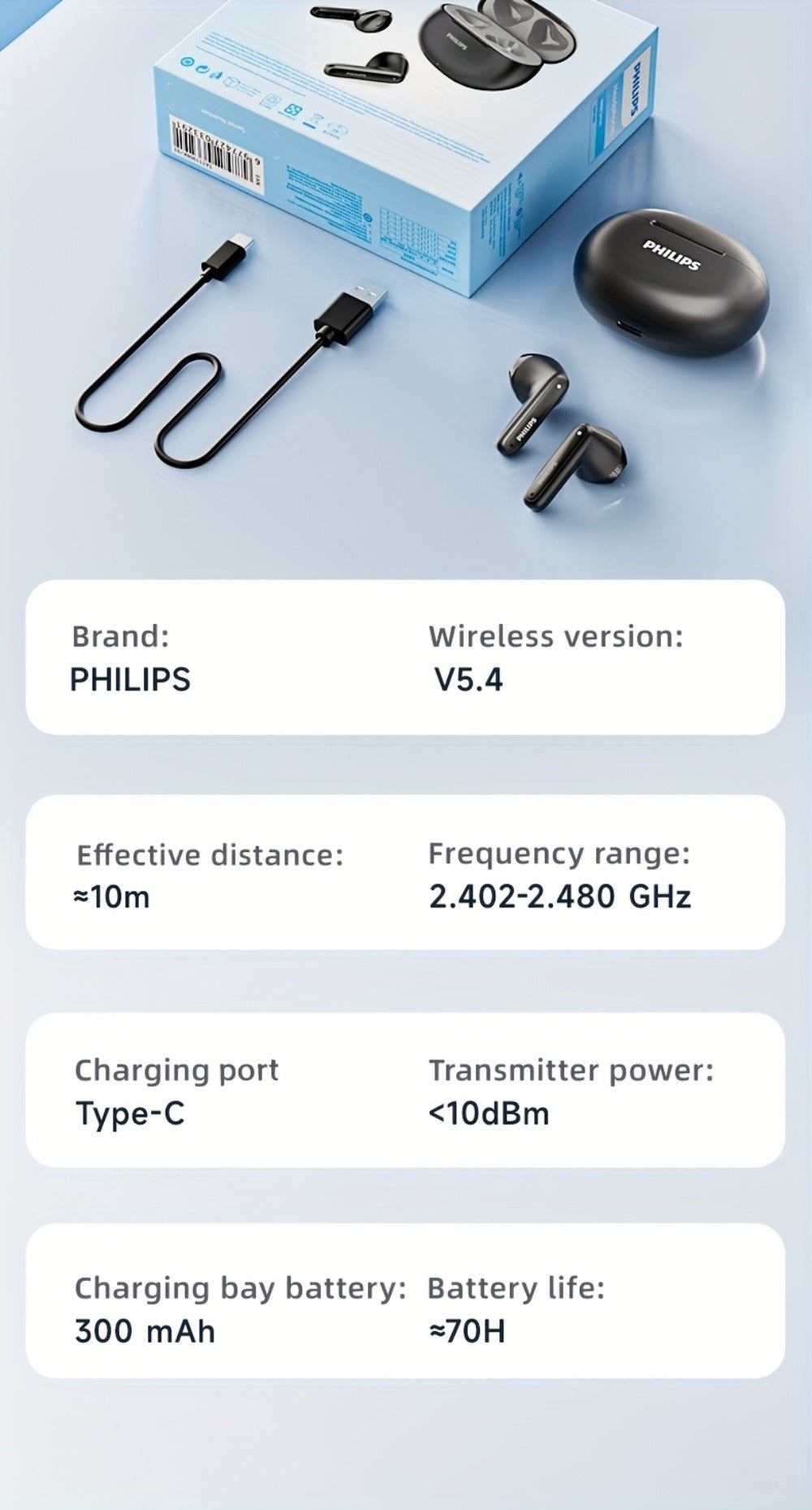 Bluetooth 5.4 Semi-Open Earbuds True Wireless TWS Charging Case Noise Cancelling Mic 20H Playtime for an Everyday Personal Care Routine