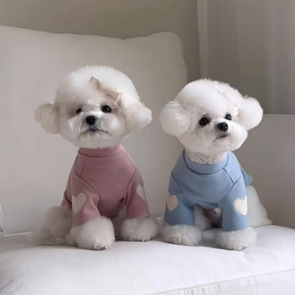 Dog Fleece Shirt 3-Pack Heart Print Spring Summer Base Layer – Thin Two-Legged Pet Clothes for Teddy, Bichon Frise & Small Medium Dogs