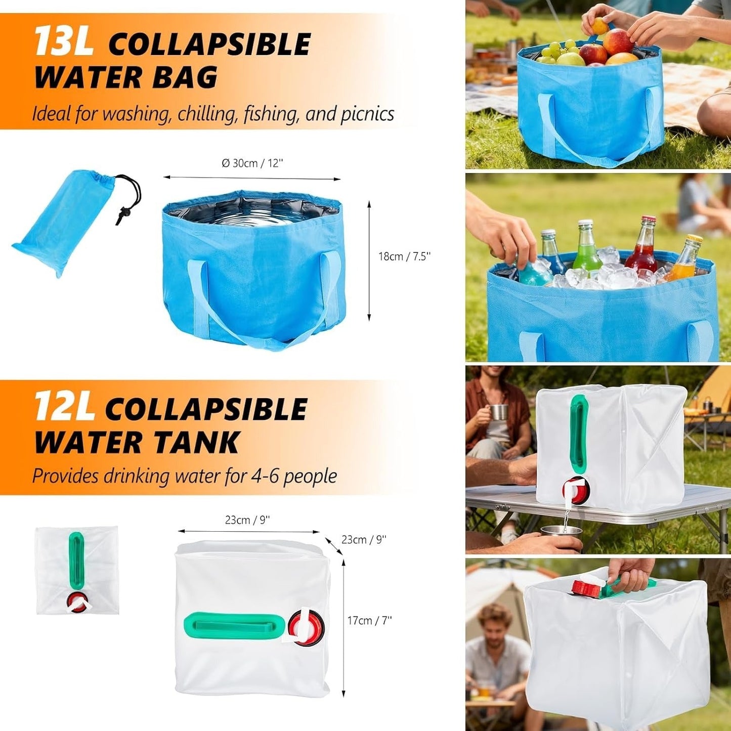 Camping Cookware Set, 19- or 27-Piece Coated Aluminum Mess Kit with Pot, Pan, Kettle, Cups, Plates and Cutlery