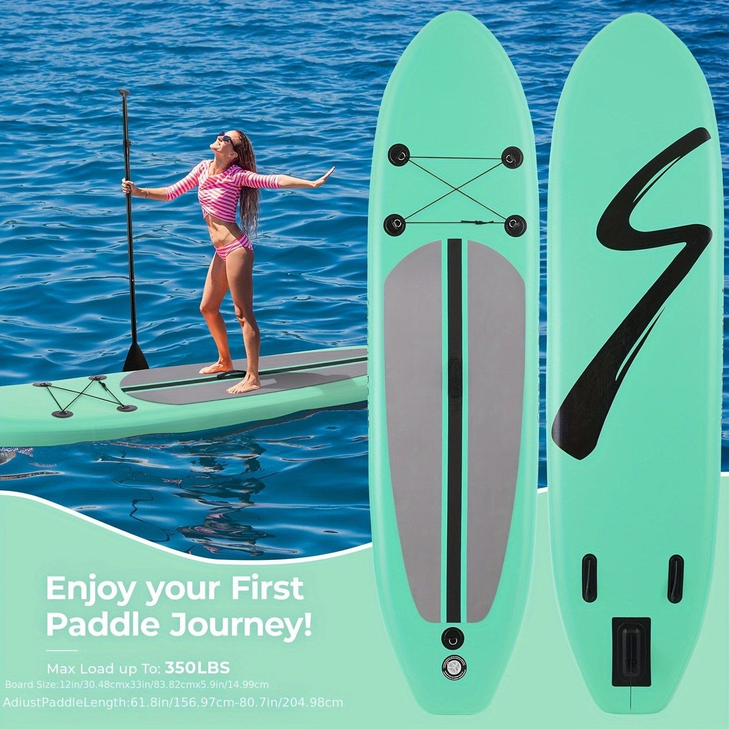 Inflatable Stand-Up Paddle Board in 10, 11 or 12-Foot Lengths with Five Colors and Three-Fin Layout