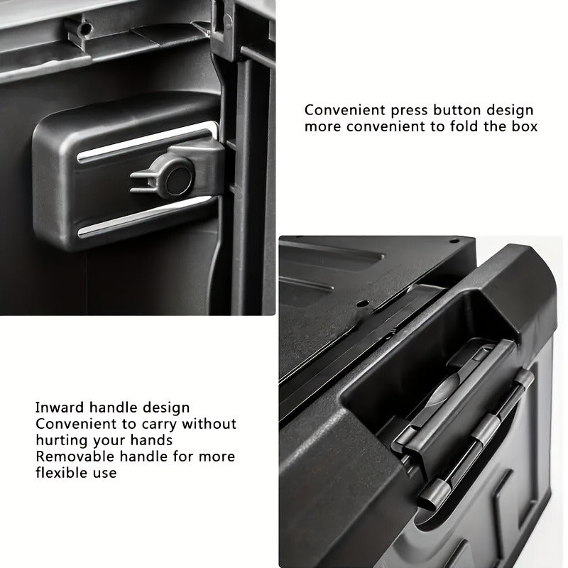Folding Storage Box & Fishing Stool 2-in-1, Large Portable Organizer with Backrest for Car Trunk