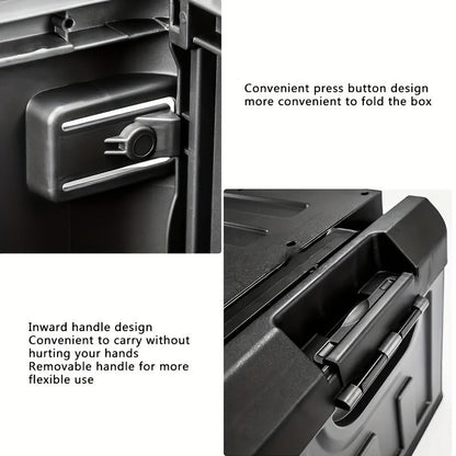Folding Storage Box & Fishing Stool 2-in-1, Large Portable Organizer with Backrest for Car Trunk