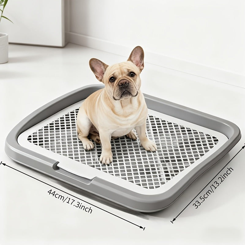 Indoor Dog Potty Tray with Removable Grating – Leak-Proof Puppy Training Toilet, Washable Pee Pad Holder for Apartments