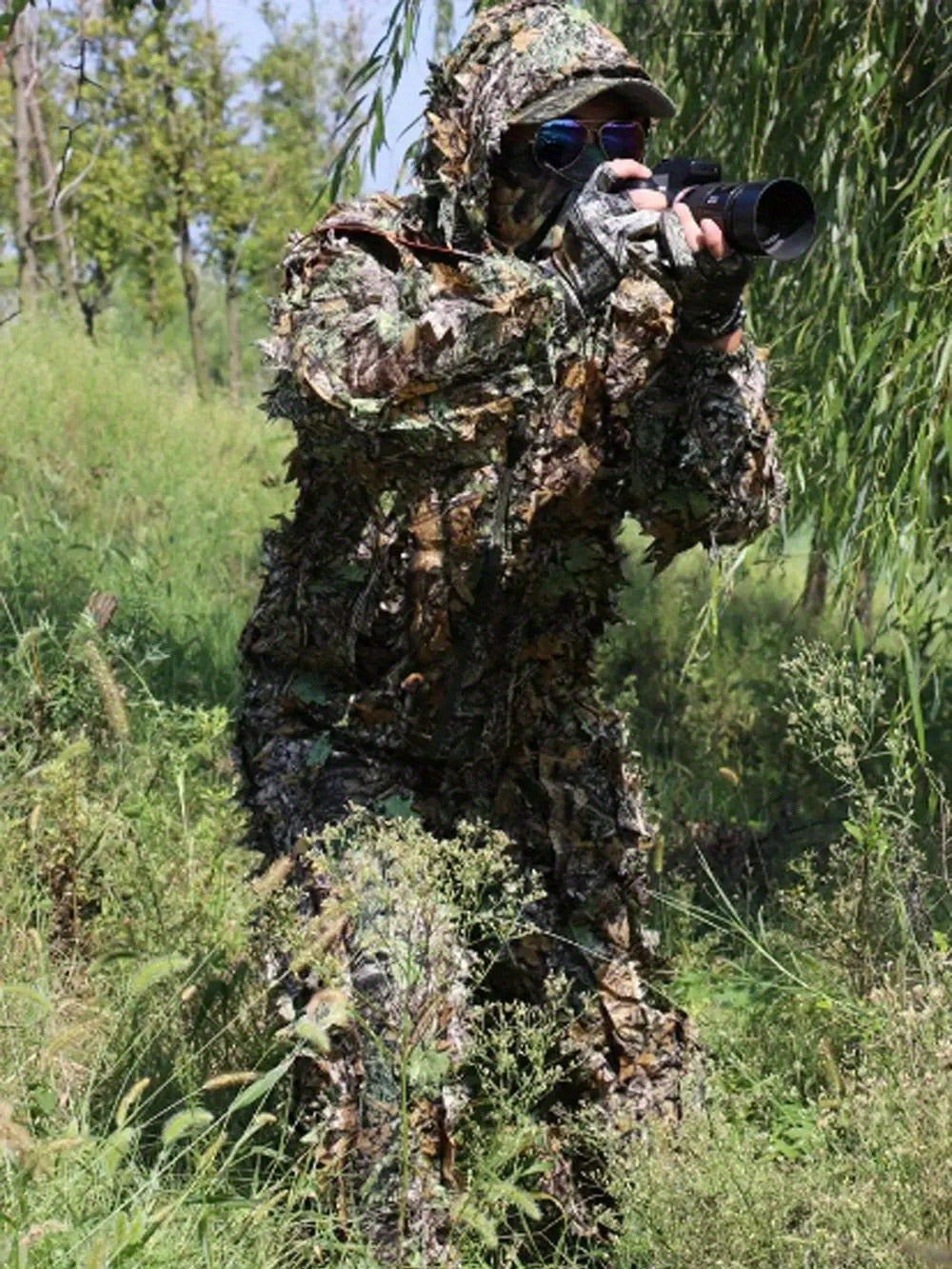 Ghillie Suit 3D Camo Hunting Set – Lightweight Breathable Hooded Camouflage Jacket & Pants for Deer Hunting Sniper Airsoft & Wildlife