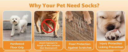 Non-Slip Dog Socks Double-Sided Grip Paw Protector with Adjustable Straps – Anti-Lick Dog Booties for Hardwood Floors