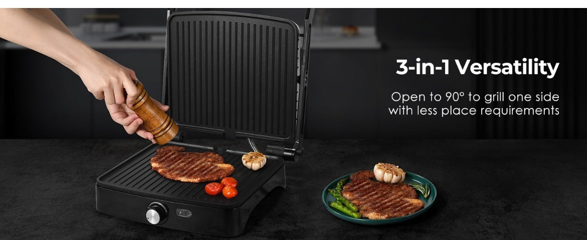 Panini Press Grill Indoor Sandwich Maker 4 Slice, Non-Stick 1200W Electric Grill with Temperature Control