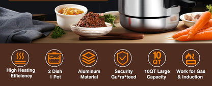 Pressure Cooker Aluminum with Canner Rack, Large 6QT 8QT 10QT Pressure Canner for Home Canning