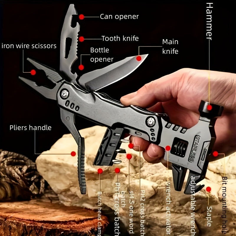 Multitool Folding Pliers Hammer Wrench Combo 4-in-1 Portable Camping Multi-Function Tool for Outdoor Survival Vehicle Emergency Household