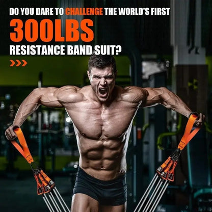300lb Resistance Band Set – 6 Levels 25-75lb, Handles, Door Anchor & Ankle Straps – Heavy Duty Home Gym Kit for Full Body Strength Training