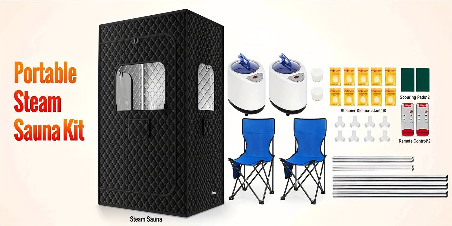 Double Person Sauna Tent 71x49x36in Extra Large 2-Person Steam Sauna Box for Home with 2 Steamers