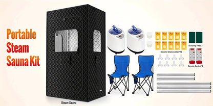 Double Person Sauna Tent 71x49x36in Extra Large 2-Person Steam Sauna Box for Home with 2 Steamers