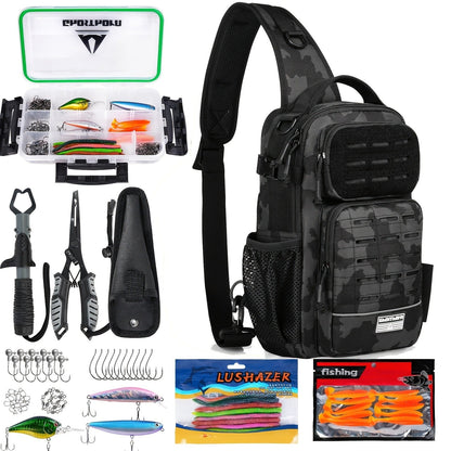 Camouflage Fishing Shoulder Bag with Zipper – Tactical Outdoor Gear Bag for Fishing Tackle, Hunting & Camping, Multi-Pocket Crossbody Bag