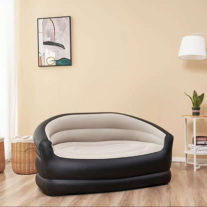 Coffee-and-Black Inflatable Sofa Bed with Raised Arms, Curved Backrest and Single Color Option