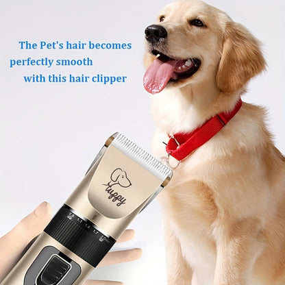 Pet Hair Clipper Kit, Furry 12-in-1 USB-Rechargeable Trimmer with Adjustable Blade and Five Guide Combs
