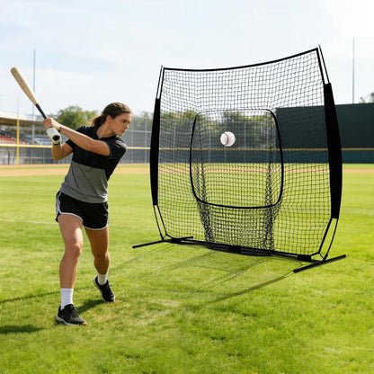 Baseball Softball Training Net 7x7ft with Arch Frame & Carry Bag – Batting & Pitching Practice for All Skill Levels, Black & Red Options
