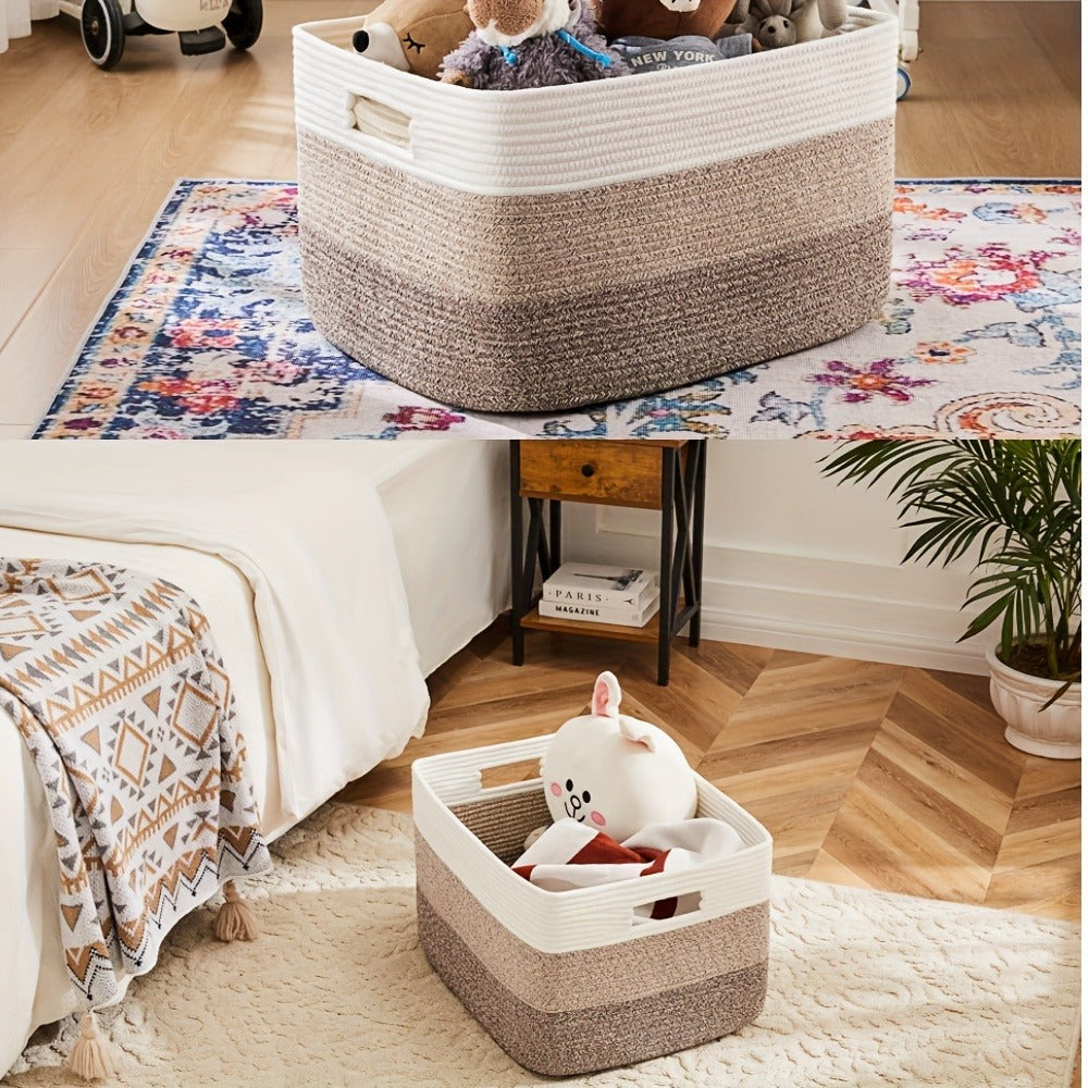Storage Bag, Open-Top Woven Organizer in 30L, 65L or 100L with Handles and Black, Pink, Gray or Blue Options