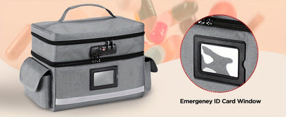 Lockable Medicine Organizer Bag with Combination Lock, Double-Layer Large Capacity Pill Bottle Storage Case for Prescription Bottles First