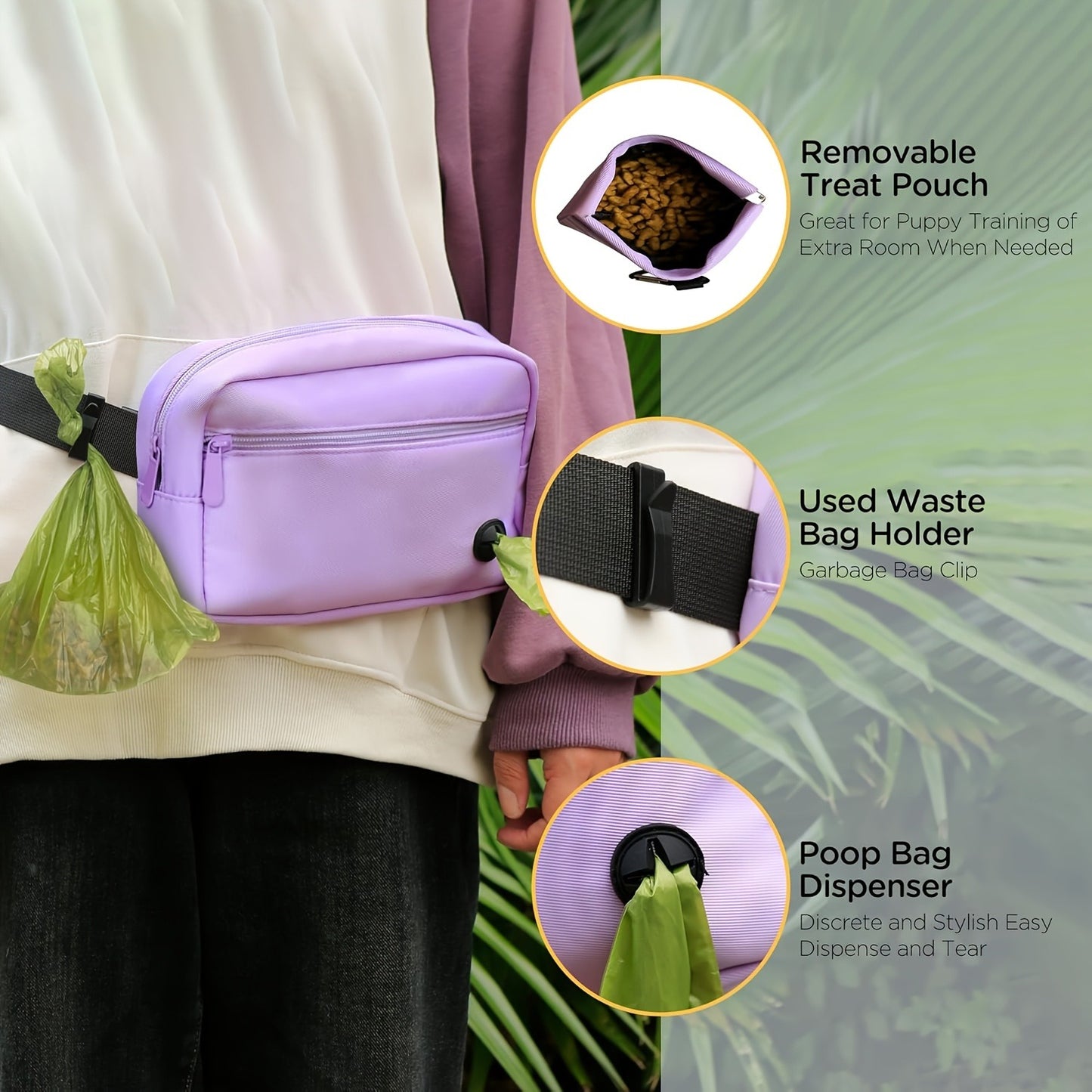 Dog Treat Pouch for Training – Waist Belt Bag with Poop Bag Dispenser, Detachable Treat Bag & Carabiner – Dog Walking Bag for Puppy Training