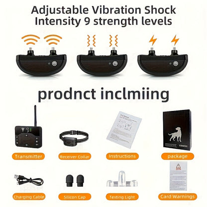 Wireless Dog Fence System with Remote Training Collar – 2.4GHz 800ft Range, 9-Level Adjustable, Containment System