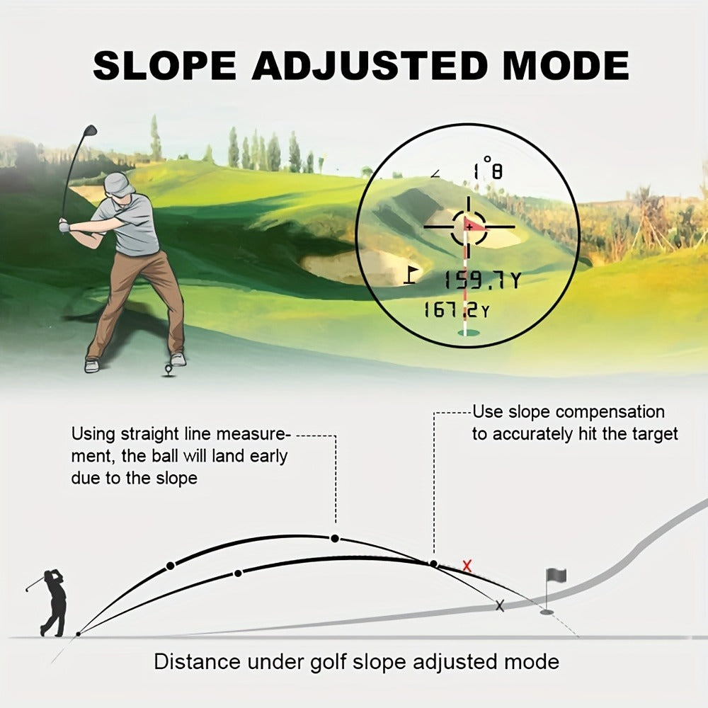 White Golf Laser Rangefinder with 1000-Yard Source Rating, Magnetic Side Panel, Slope Switch and USB-C Charging