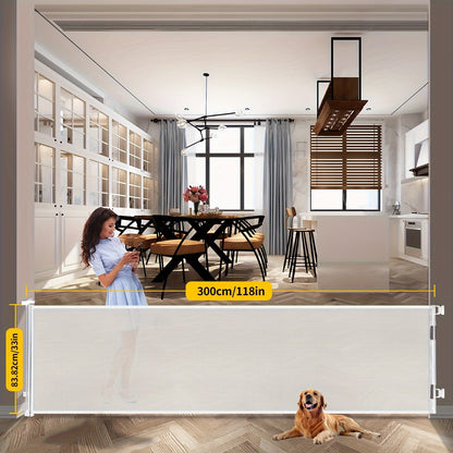Retractable Baby Gate & Mesh Dog Gate – Extends 55" to 197" Wide, Child Safety Gate for Doorways Stairs Hallways, Indoor & Outdoor Use