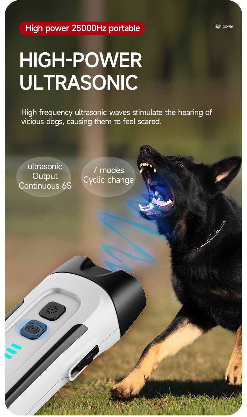 Ultrasonic Dog Bark Control Device with LED Flashlight – Adjustable Anti-Barking Trainer, Portable Indoor Outdoor Dog Behavior Corrector