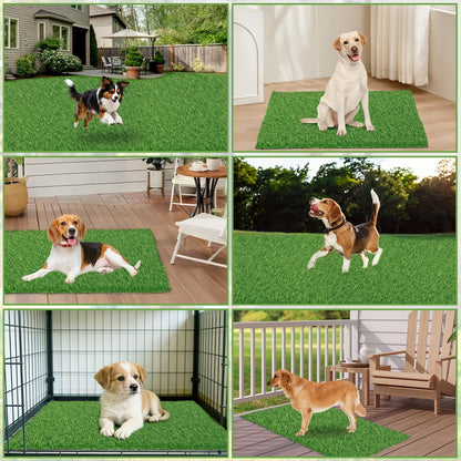 Dog Potty Training Grass Mat – 2 Pack Washable Artificial Turf Pad with Odor Control & Drainage, Reusable Indoor Outdoor Pet Pee Mat