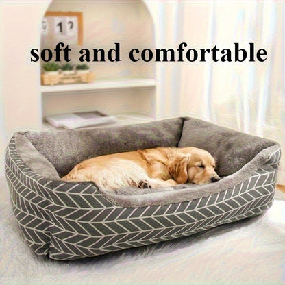 Printed Rectangular Pet Bed with Raised Perimeter in Four Sizes and Two Color-Pattern Options