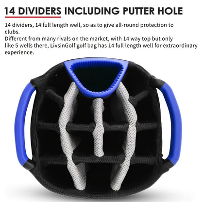 Golf Cart Bag with Full-Length Dividers – Sturdy Spacious Stand Bag with Multiple Pockets for Golf Club Organization, Accessories Storage