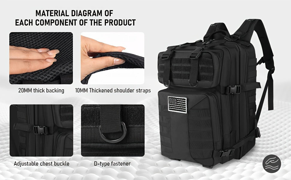 Tactical Military Backpack 50L – Large Capacity Molle Rucksack for Camping, Hiking, Hunting, Fishing & Travel