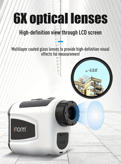 White Golf Laser Rangefinder, Model LAB12 with 1200-Yard Source Rating, 6x Optics and USB Charging