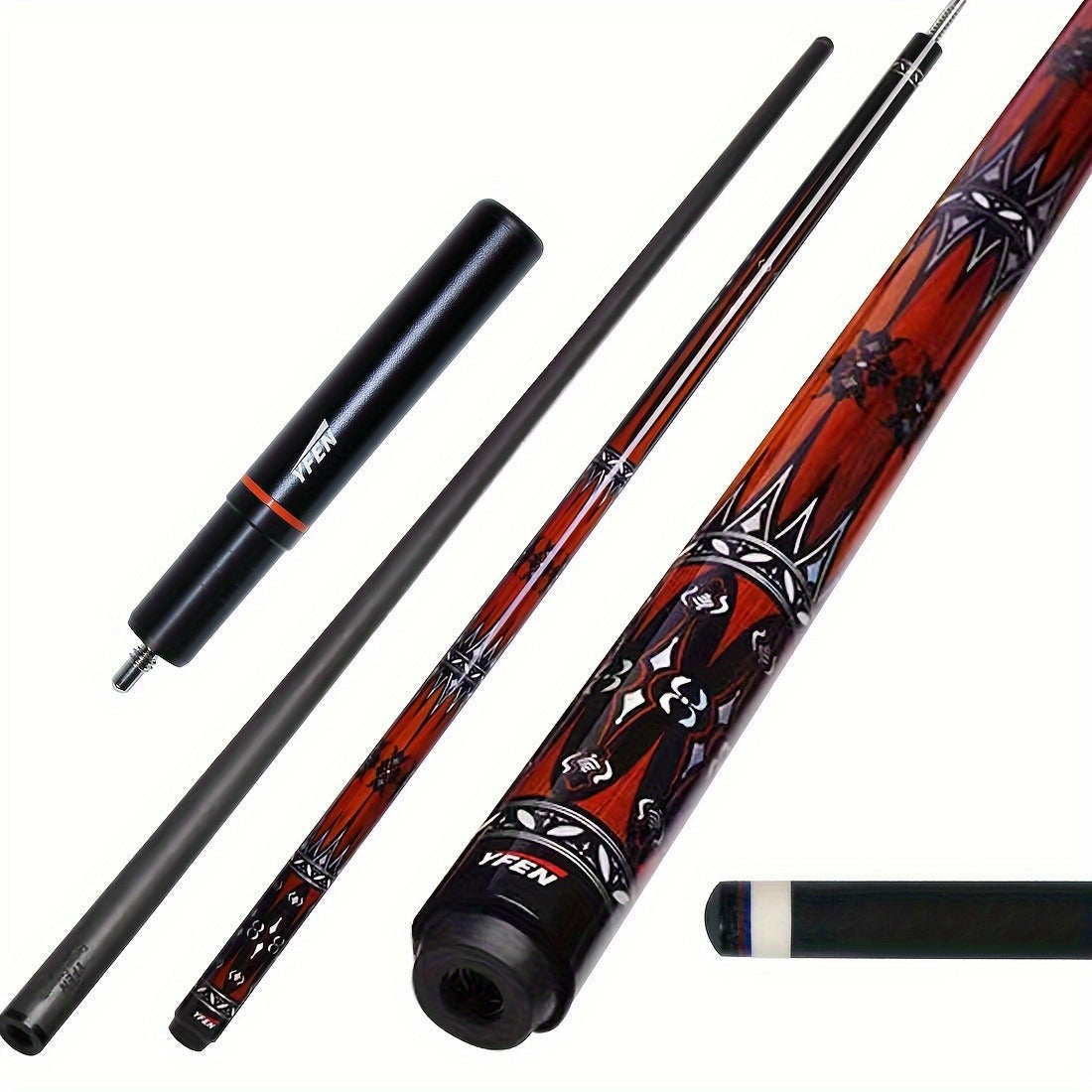 Carbon Fiber Pool Cue Stick 12.5mm Low Deflection Professional Billiard Cue with Extension Canadian Maple Wavy Pin Wrapless Design