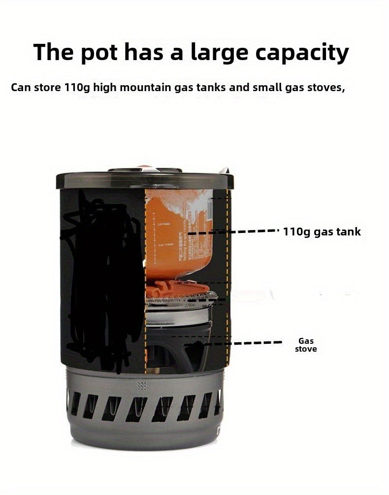 Camping Stove System 2pcs Set, Portable Propane Burner & Pot for Hiking Backpacking Outdoor Cooking