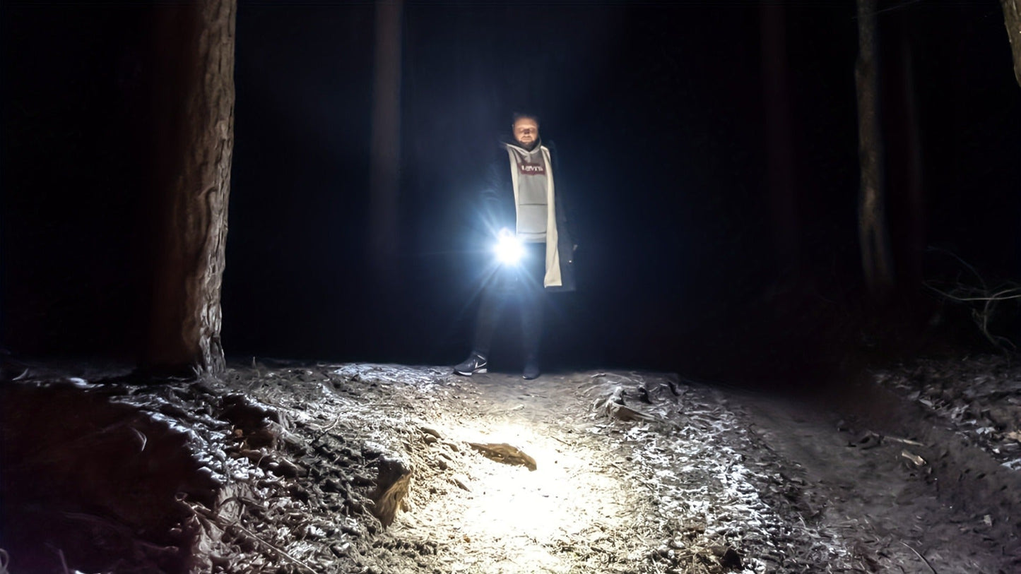 EDC Pocket Flashlight, 1200 Lumen Triple Light Source with White UV Red Beam & Laser, Type-C Rechargeable 5-Mode Mini LED Torch