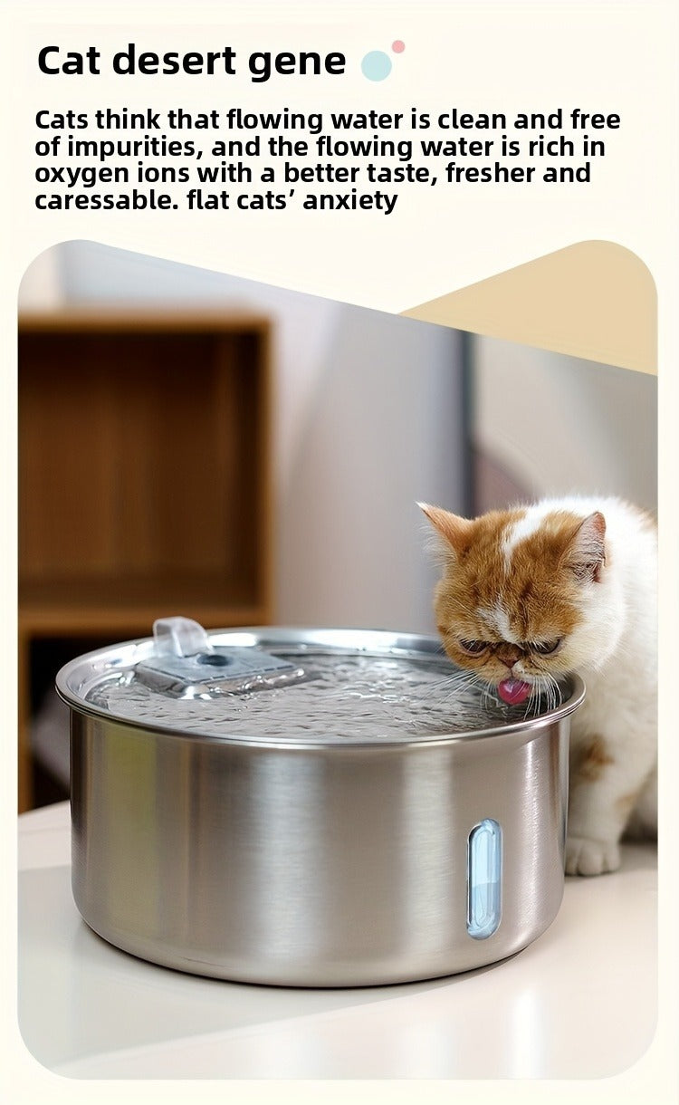 Large Stainless Steel Pet Water Fountain 236oz / 7L – Automatic Cat & Dog Water Dispenser, Multi-Stage Filtration
