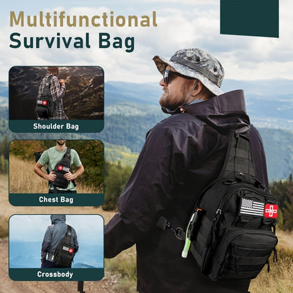 272-Piece Outdoor Tool and First Aid Supply Kits with Crossbody or MOLLE Bags in Four Configurations