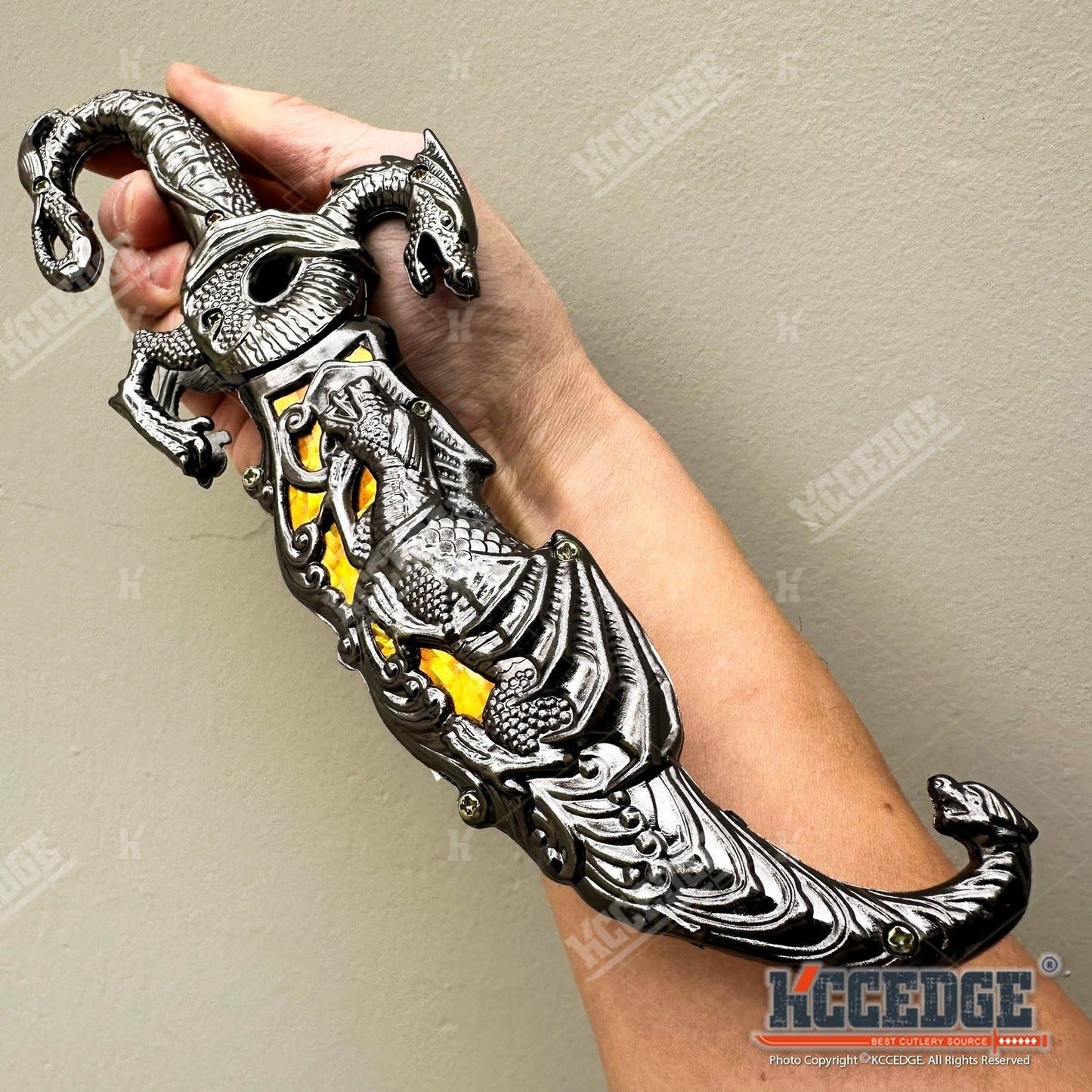 Medieval Fantasy Fixed Blade Knife with Scabbard – 9" Dragon Cosplay Collectible Dagger, 440 Stainless Steel