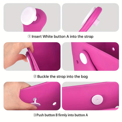EVA Beach Bag for Women with Drainage Holes Waterproof Tote Bag Summer Outdoor Camping Shopping Travel Bag with Cute Decorations