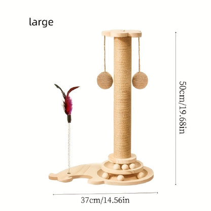 Cat Scratching Post Sisal Vertical Scratcher – Solid Wood Base, Wear-Resistant Rope, Multiple Styles: Standard, Mushroom & Dolphin Shapes