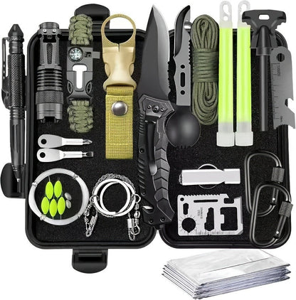 Tactical Knife Set 28-in-1 Survival Equipment – Men's Outdoor Tool Kit for Camping, Hunting, Fishing & Hiking | Perfect Father's Day Gift