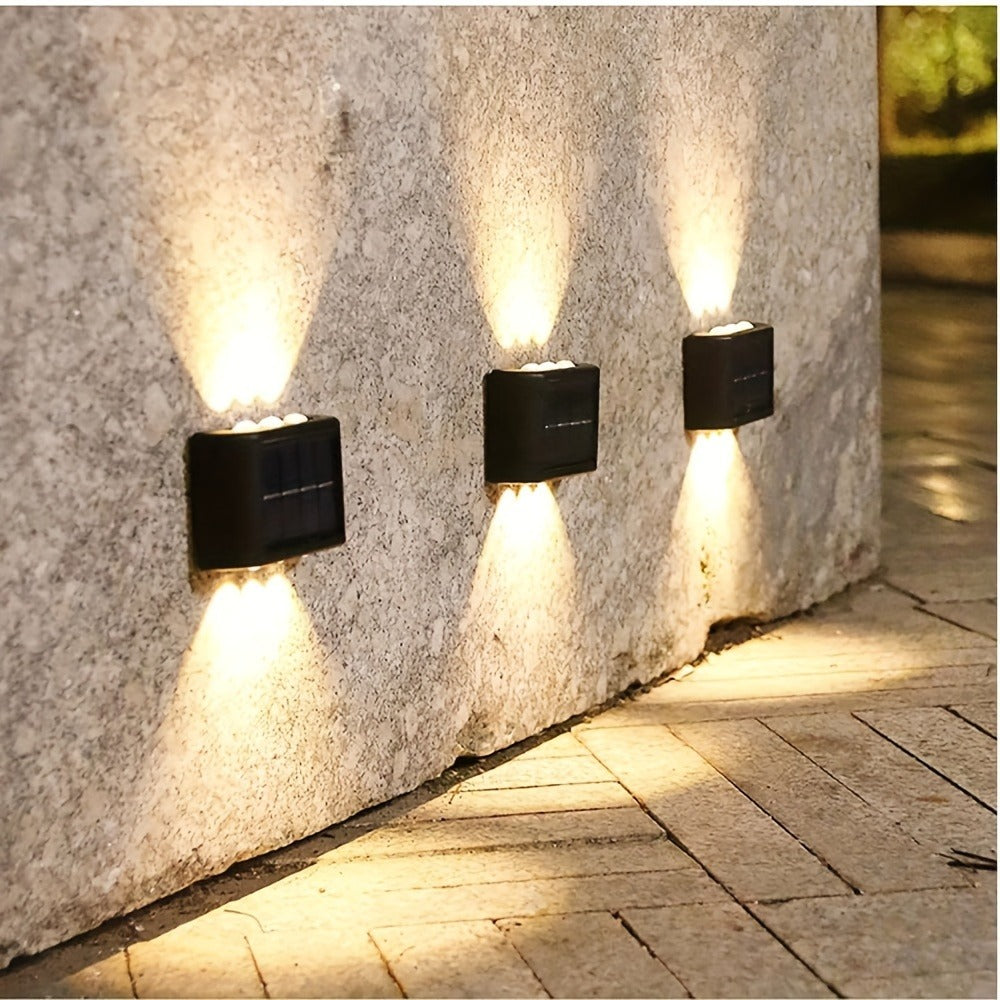 Solar Wall Light Outdoor 8 Pack 6 LED Deck Fence Garden Lamp Waterproof Auto Dusk to Dawn Courtyard Pathway Garage Yard Decoration
