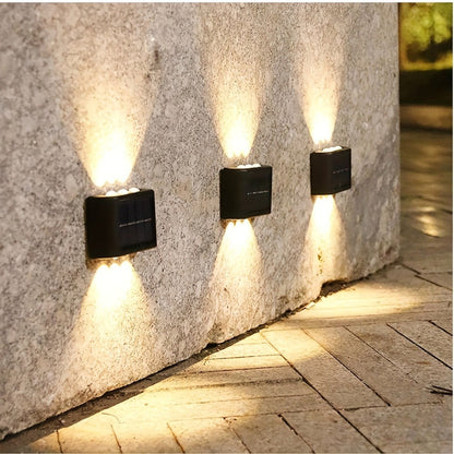 Solar Wall Light Outdoor 8 Pack 6 LED Deck Fence Garden Lamp Waterproof Auto Dusk to Dawn Courtyard Pathway Garage Yard Decoration