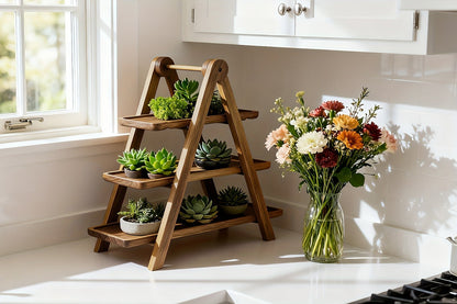 Cake Stand 3 Tier Wooden Serving Tray Farmhouse Dessert Display Cupcake Tower Bread Basket Collapsible Tiered Platter for Wedding Party