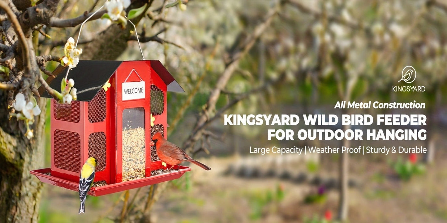 Metal Bird Feeder for Outside – 4 Lbs Large Capacity Hanging Wild Bird Feeder, for Garden, Yard and Pest Management