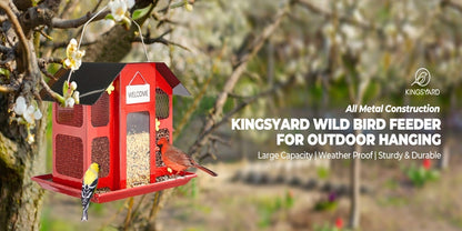 Metal Bird Feeder for Outside – 4 Lbs Large Capacity Hanging Wild Bird Feeder, for Garden, Yard and Pest Management