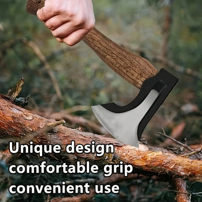 Splitting Axe Forged Carbon Steel 15.6-Inch with Handcrafted Wooden Grip, Professional Backyard Hatchet for Wood Chopping